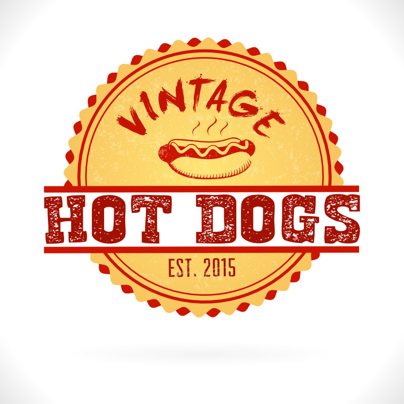 Hot Dogs Vintage Label Logo Template